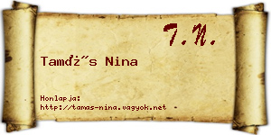 Tamás Nina névjegykártya